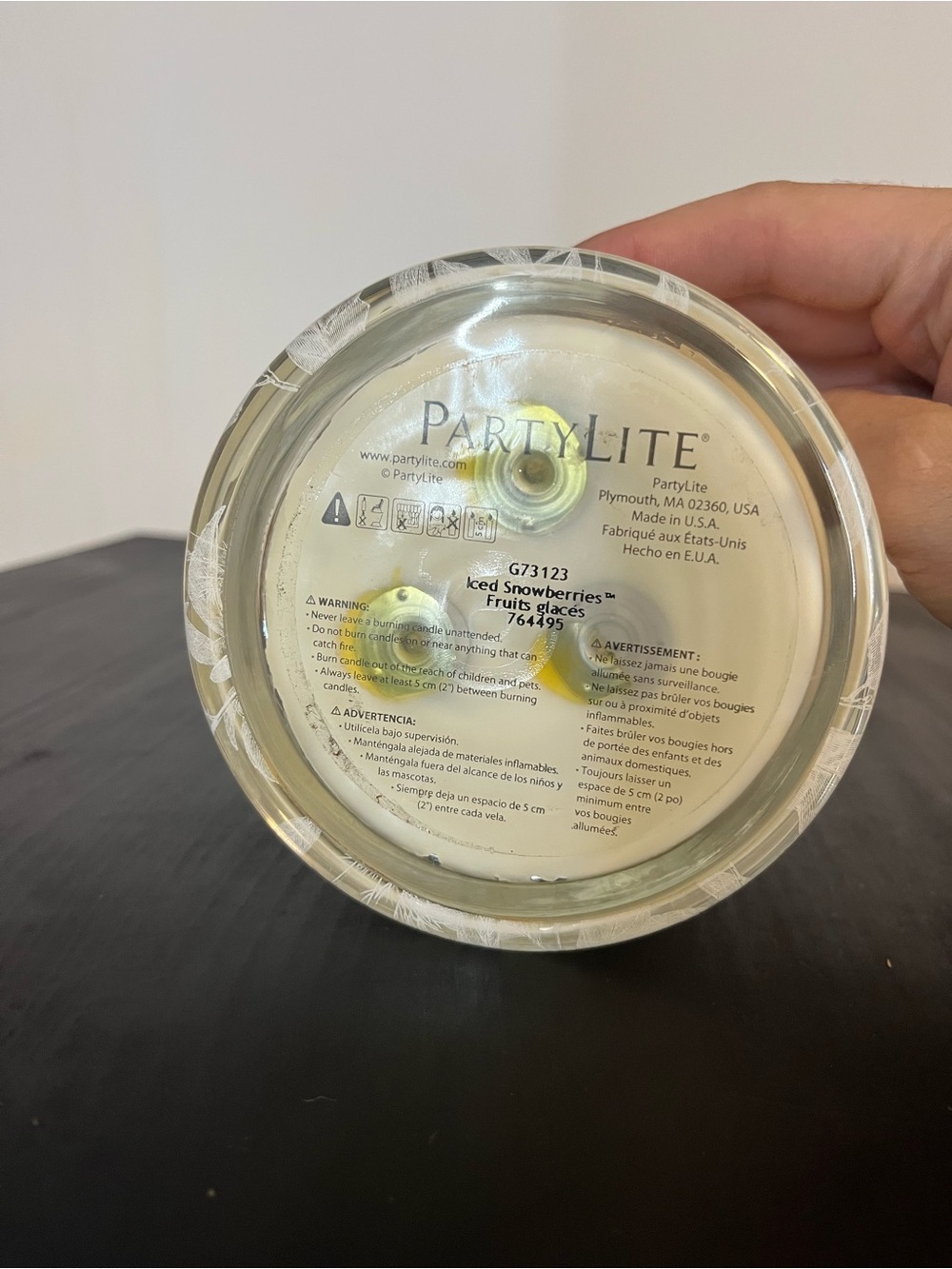 PartyLite Cream Three-Wick Decorative Candle - Picture 2 of 3